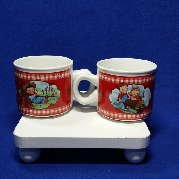 Vintage Campbell's Soup Mugs Tomato Garden 31962 2002 Houston Harvest Set of 2 - Picture 2 of 10